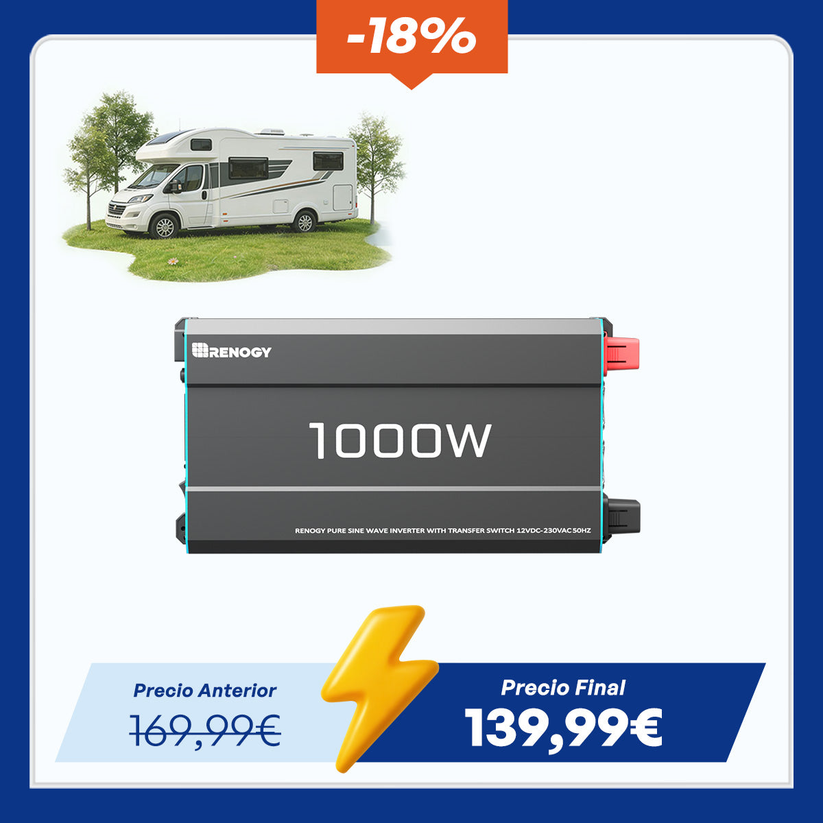 12V 3000W Zonne-omvormer Pure Sinus | Camper, Motorhome & Off-Grid