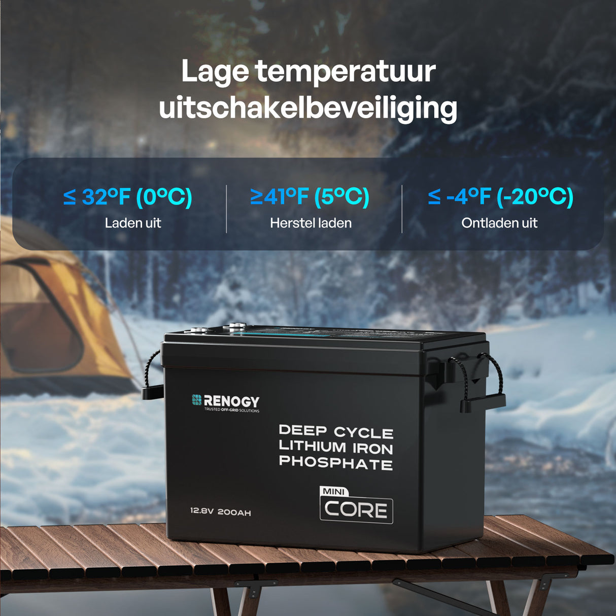 Core Mini 12,8V 200Ah LiFePO4 Batterij met Lage-Temperatuur