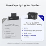 2 Packs Core Mini - 12.8V 300Ah Lithium Iron Phosphate Battery w/ Low-Temperature Protection