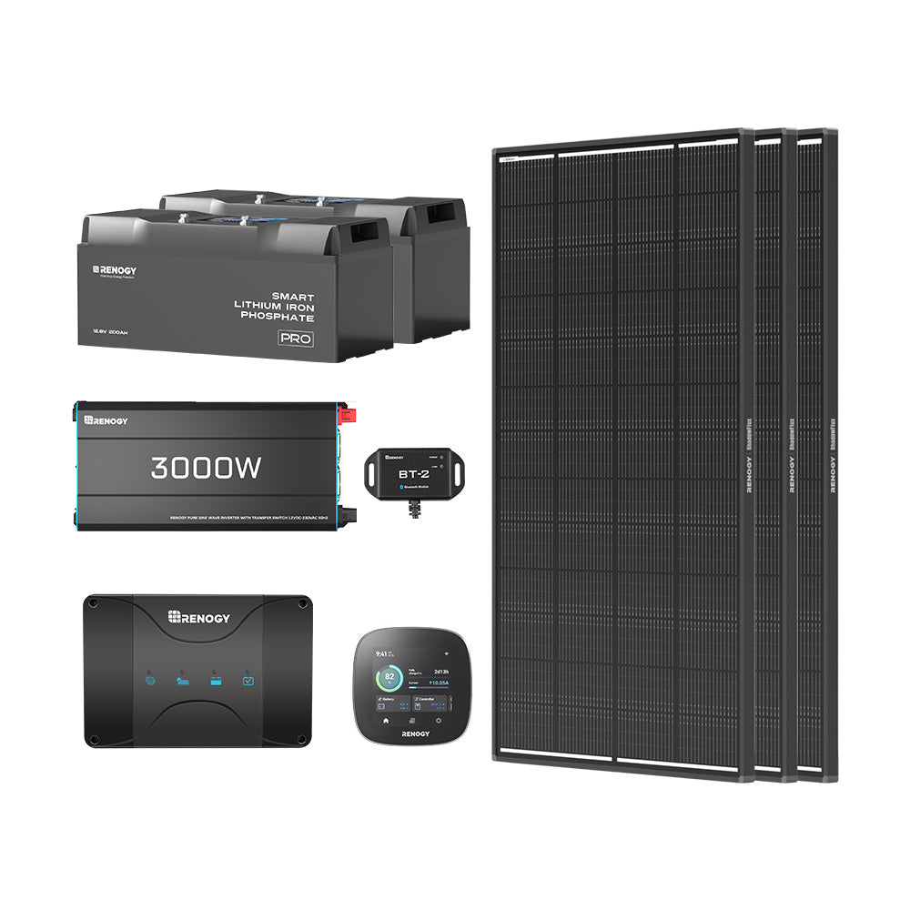 5,12 kWh Caravan Power System | 2X200Ah LiFePO4 Accu – Bluetooth & Autoverwarming, 3000W Omvormer