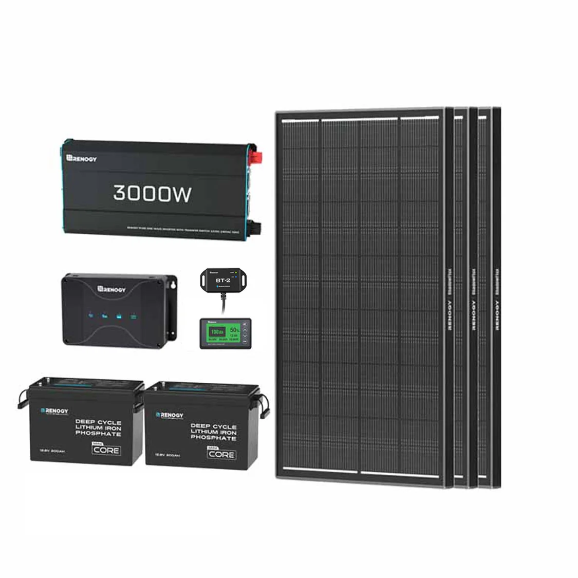 5,12 kWh Power System Caravan & Off-Grid |  2x200Ah LiFePO4 Accu, 3000W Omvormer